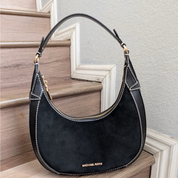 NWT Michael Kors Preston Small Suede Crescent Shoulder Bag - Picture 2 of 4